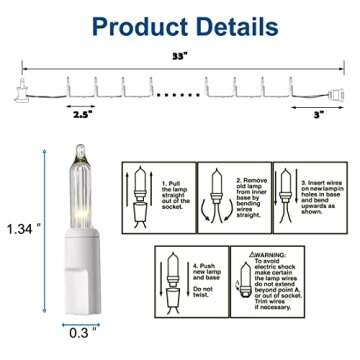 33 FT Christmas Lights with 150 Clear White Mini Bulbs