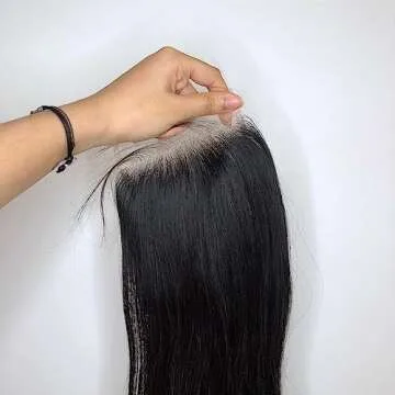 BEEOS 5x5 Skinlike Real HD Lace Closure Only, 0.10mm Melted Invisible Swiss HD Lace Straight Virgin Human Hair Closure Pre Plucked Natural Color 18 Inch