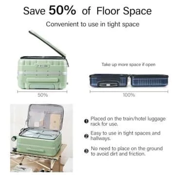 Hanke 20 Inch Carry-On Luggage with Wheels PC Hard Shell Suitcases Top Opening Aluminum Frame Travel Luggage Suitcases for Woman Men.(Bamboo Green)