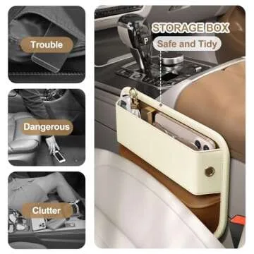 Wanfuder 2 Pack Leather Car Seat Gap Filler Organizer