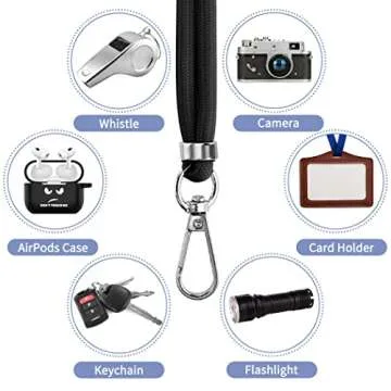 CACOE Cell Phone Lanyard 2 Pack-1× Adjustable Neck Strap,1× Wrist Strap,2× Pads,Universal Crossbody,Multifuctional Compatible with Most Smartphones(Black)