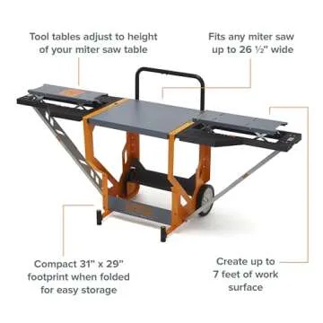 Bora Portamate Miter Saw Stand Work Station 400 Lbs Max Weight Portable Rolling Table Saw Stand Work...