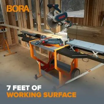 Bora Portamate Miter Saw Stand Work Station 400 Lbs Max Weight Portable Rolling Table Saw Stand Workbench with Folding Wing Extensions Miter Saw Stands PM-8000