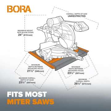 Bora Portamate Miter Saw Stand Work Station 400 Lbs Max Weight Portable Rolling Table Saw Stand Workbench with Folding Wing Extensions Miter Saw Stands PM-8000