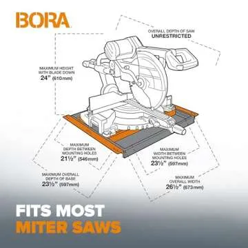 Bora Portamate Miter Saw Stand Work Station 400 Lbs Max Weight Portable Rolling Table Saw Stand Workbench with Folding Wing Extensions Miter Saw Stands PM-8000