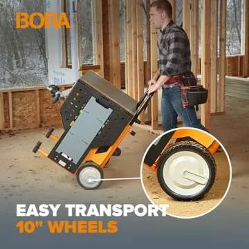 Bora Portamate Miter Saw Stand Work Station 400 Lbs Max Weight Portable Rolling Table Saw Stand Workbench with Folding Wing Extensions Miter Saw Stands PM-8000