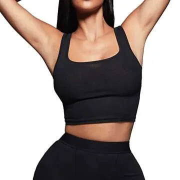 LICOBOD Casual Workout Sets 2 Piece Outfits for Women Ribbed Crop Tank Top High Waist Yoga Leggings Lounge Wear Tracksuit