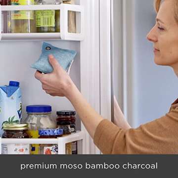 Moso Natural Fridge Deodorizer | Bamboo Charcoal Freezer & Refrigerator Odor Eliminator | Long-Lasting Air Purifying Bag to Eliminate Refrigerator Odor | More Powerful than Baking Soda