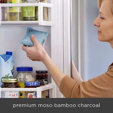 Moso Natural Fridge Deodorizer | Bamboo Charcoal Freezer & Refrigerator Odor Eliminator | Long-Lasting Air Purifying Bag to Eliminate Refrigerator Odor | More Powerful than Baking Soda