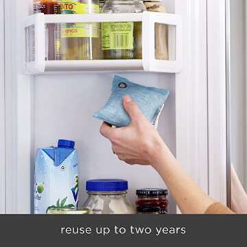 Moso Natural Fridge Deodorizer | Bamboo Charcoal Freezer & Refrigerator Odor Eliminator | Long-Lasting Air Purifying Bag to Eliminate Refrigerator Odor | More Powerful than Baking Soda