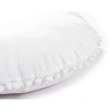 Popular Handicrafts Floor Pillow Cushion Cover - Hippie Mandala Large Round Ombre Pouf Sham - Ottoman Decorative Bohemian - Pouf Cover Round Bohemian Yoga Decor - 24" Pure White