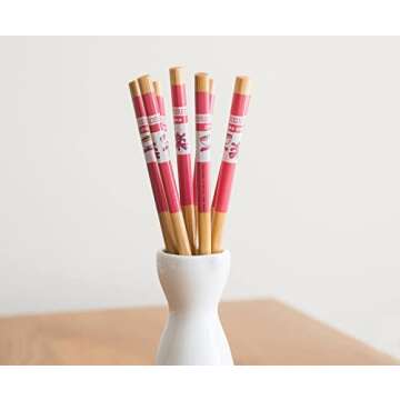 Naruto: Shippuden Ichiraku Ramen Wooden Bamboo Chopsticks, Set Of 4 | Utensil Set For Ramen Noodles, Japanese Dinnerware For Home Kitchen | Official Anime Manga Collectible