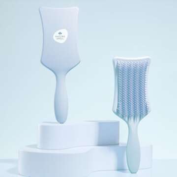 Nature Spell No Knots Detangling Hair Brush | Detangles All Hair Types | For Wet & Dry Hair | Eliminates Knots & Reduces Breakage | (Matte Blue)