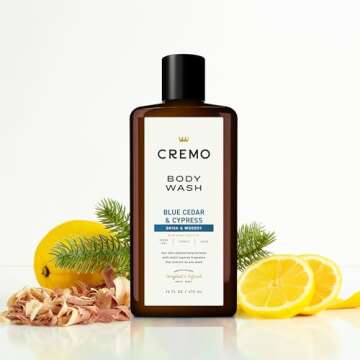 Cremo Rich-Lathering Blue Cedar & Cypress Body Wash, A Woodsy Scent with Notes of Lemon Peel, Cypress and Cedar, 16 Fl Oz (2-Pack)