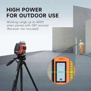 DOVOH High Visibility Laser Level Outdoor: Heavy Duty 3D Laser Level 360 Self Leveling Up To 197ft Long Range 110mw Diodes for Construction Tiling Framing 12 Line Green Beam, H3-360G
