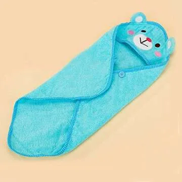 Goclothod Pet Hooded Bath Towel Cartoon Drying Bath Towel Absorbent Bathrobe Warm Blanket