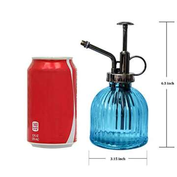 Plant Mister, Decorative Glass Water Spray Bottle with Top Pump Vintage Style Small Watering Can by Ebristar - Blue
