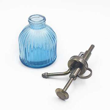 Plant Mister, Decorative Glass Water Spray Bottle with Top Pump Vintage Style Small Watering Can by Ebristar - Blue