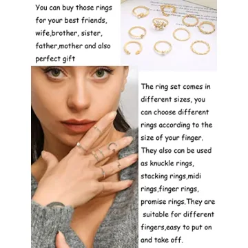 Trendy Gold Stackable Rings for Girls - Star Moon Set