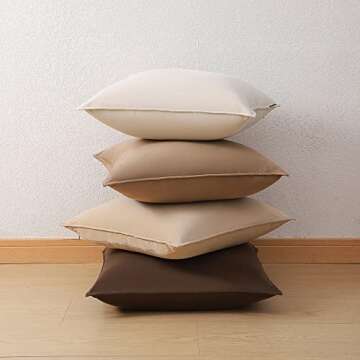 WEMEON Velvet Throw Pillow Covers 16x16 Set of 4,Solid Color Pillows Soft Decorative Square Couch Pi...