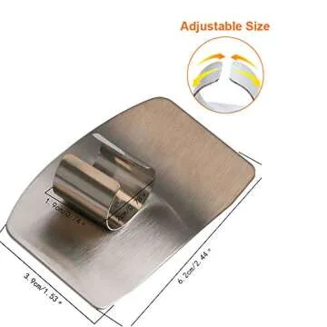 SLXDEX 2 Pcs Finger Guard for Cutting aid, Kitchen Tool, Stainless Steel Knife Protector, Adjustable Hand Protect Fingers, Avoid Hurting, Slicing and Chopping, Silver