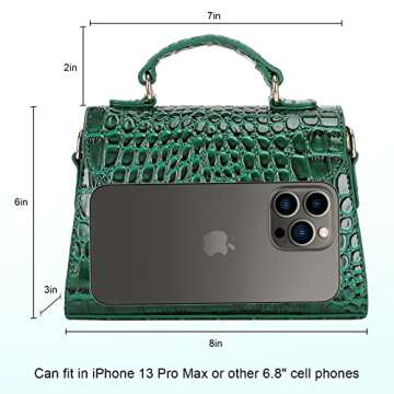 FAMYPAL Small Crossbody Shoulder Bags for Women, Trendy Mini Purse for Phone, Womens Top Handle Handbags, Vegan Leather, Green