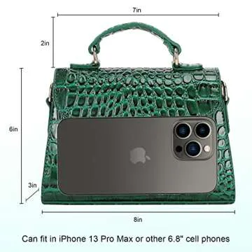 FAMYPAL Small Crossbody Shoulder Bags for Women, Trendy Mini Purse for Phone, Womens Top Handle Handbags, Vegan Leather, Green