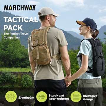 MARCHWAY Tactical Molle Hydration Pack Backpack with 3L TPU Water Bladder, Military Daypack for Cycl...