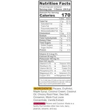 TGB Maple Pecans | 1g Net Carb Keto Snack | Gluten Free Low Carb Candy Nuts, 10 Ounces