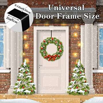 Wreath Hanger, 15" Wreath Hangers for Front Door, Indoor or Outdoor Over The Door Wreath Hook Hanger for Easter Spring Halloween Xmas Wreath Decorations, Steel Material, 20lb Load Bearing