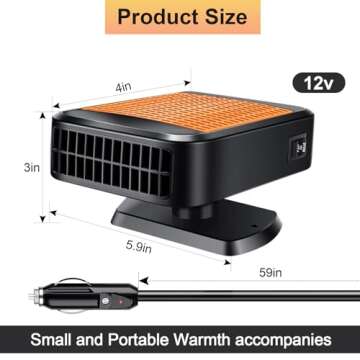 Portable Car Heater,12V 200W Fast Heating Defroster 2 in 1 Automobile Windshield Fast Heaters Car Heater That Plugs into Cigarette Lighter for Car, SUV, Trucks (Orange Black)