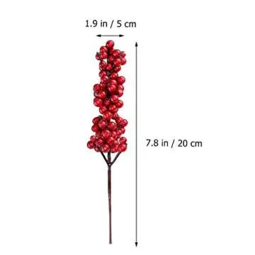 SUPVOX Red Fruit DIY 8pcs Artificial Red Berry Stems Christmas Fake Plants Berries Pine Branches DIY Xmas Picks Decorations for Christmas Tree Ornaments Red Fruit Christmas Tree
