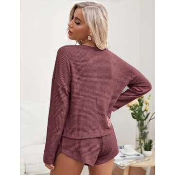 Ekouaer Waffle Knit Pajama Set for Cozy Nights