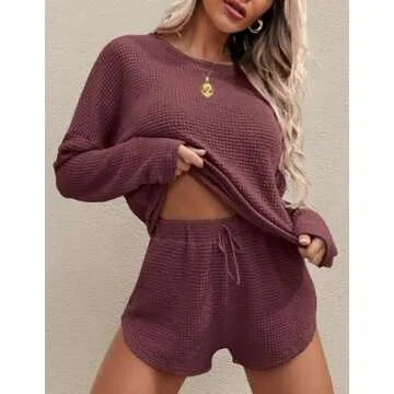 Ekouaer Waffle Knit Pajama Set for Cozy Nights