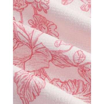 Floerns Women's 2 Piece Outfit Floral Print Tie Shoulder Cami Top with Skirt Set Pink and White Medium