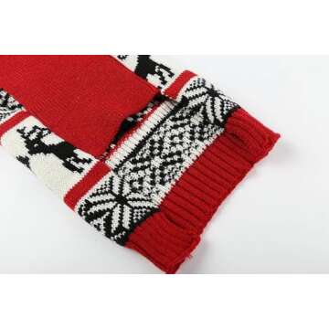Lanyarco Ugly Vintage Dog Christmas Sweater, Knit Xmas Reindeer Holiday Festive Christmas Dog Sweaters for Small Dogs, Medium M 14"