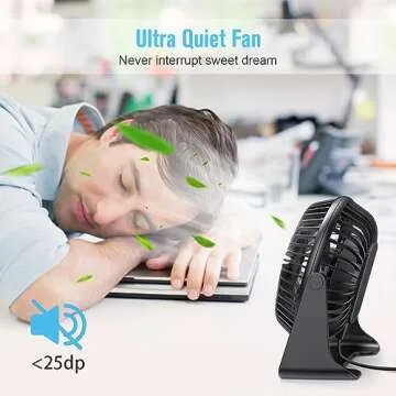 BESKAR USB Small Desk Fan, Portable Fans with 3 Speeds Strong Airflow, Quiet Operation and 360°Rotate, Personal Table Fan for Home,Office, Bedroom - 3.9 ft Cord