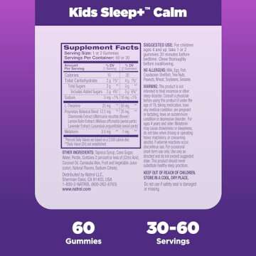 Natrol Kids Sleep+ Calm, Melatonin and L-Theanine, Supplement for Restful Sleep and Calming, Sleep Gummies for Kids, 60 Strawberry-Flavored Melatonin Gummies, 60 Day Supply