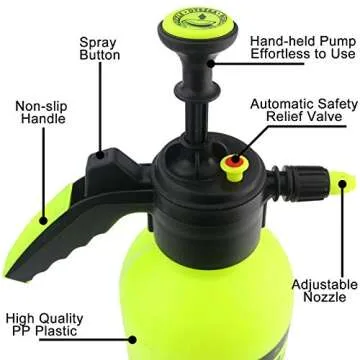 Sunnyglade Hand Held Garden Sprayer Portable Lawn Pressure Pump Sprayer Adjustable Nozzle Manual 1/2 Gallon