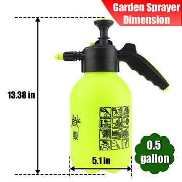 Sunnyglade Hand Held Garden Sprayer Portable Lawn Pressure Pump Sprayer Adjustable Nozzle Manual 1/2 Gallon
