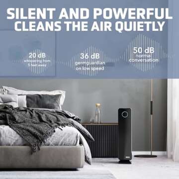 GermGuardian Air Purifier for Home, Large Rooms, H13 HEPA Filter, Removes Dust, Allergens, Smoke, Pollen, Odors, Mold, UV-C Light Helps Reduce Germs, 28 Inch, Black, AC5350B