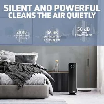 GermGuardian Air Purifier for Home, Large Rooms, H13 HEPA Filter, Removes Dust, Allergens, Smoke, Pollen, Odors, Mold, UV-C Light Helps Reduce Germs, 28 Inch, Black, AC5350B