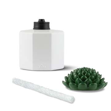 TIKI Brand 3-Pack Table Torch Glass Succulent White - Outdoor Table Top Lighting for Patio Lawn Backyard, 5.5 in, 1120165