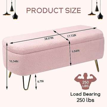 Sudwesto Modern Storage Ottoman Bench, Vintage Boucle Upholstered Entryway Bench, End of Bed Bench w...