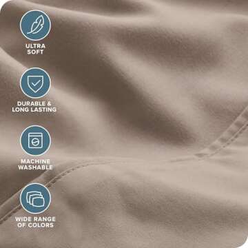 Bare Home Hotel Luxury King Sheet Set, Extra Soft - 6 Piece Set - Deep Pockets - Easy Fit - Cooling & Breathable - Wrinkle, Fade, Stain Resistant - Set Includes 4 Pillowcases (King, Taupe)