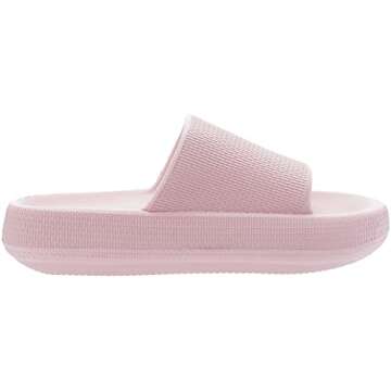 BRONAX Slides for Women Summer EVA Open Toe Pillow Slippers House Home Sandals for Indoor Ladies Soft Comfy Cushioned Thick Sole 35-36 Pink