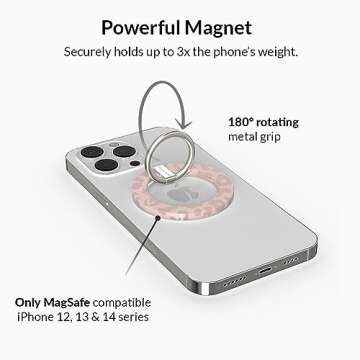 Velvet Caviar Compatible with MagSafe Phone Grip - Magnetic Ring Holder with Adjustable Stand - Removable MagSafe Accessories for iPhone 16, 15, 14, 13, 12 (Nude Leopard)