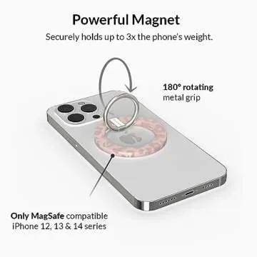 Velvet Caviar Compatible with MagSafe Phone Grip - Magnetic Ring Holder with Adjustable Stand - Removable MagSafe Accessories for iPhone 16, 15, 14, 13, 12 (Nude Leopard)