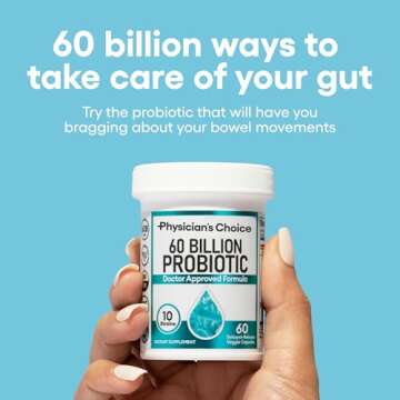 Physician's CHOICE Probiotics 60 Billion CFU - 10 Strains + Organic Prebiotics - Immune, Digestive & Gut Health - Supports Occasional Constipation, Diarrhea, Gas & Bloating - for Women & Men - 60ct