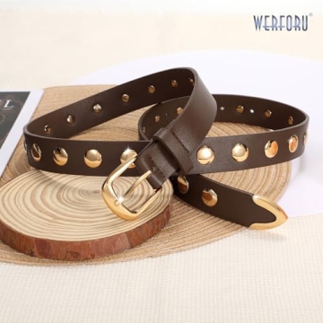 Stylish Adjustable WERFORU Women Leather Belt - Vintage Design